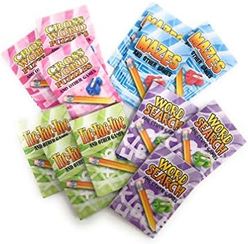 Activity Books 12 Mini Party pack | Brain development | Analytic stimulation| Fun activities Tic tac toe| Crossword puzzles|Word Search| Maze|Entertaining activities For both genders|Party Favor 2 x 3
