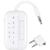 Bluetooth V5.4 Transmitter Receiver, 2-in-1 Airplane Bluetooth Adapter for TV, PC, Gym,Switch,Supports to 2 AirPods/Headphone
