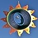 Metal Wind Spinner - MoonBlue - Mesmerizing 3D Hanging Spinner with Helix Spiral Tail and Glass Ball - All Swivels and Hooks are Included - Kinetic Whirligig Garden Sculpture for Patio Deck or Yard