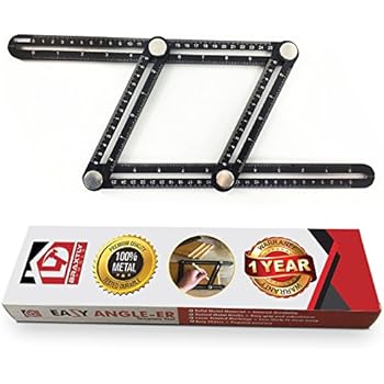 Braxtly Tools EASY ANGLE-ER HEAVY DUTY Template Tool- Ultimate Multi Angle Ruler- For Measuring Angle - Premium Metal Alloy Angle Tool- Adjustable Knobs for Precise Measurement- w/Instruction Manual