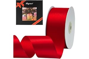 LIUYAXI Hot Red Double Faced Satin Ribbon, 2" X Continuous 25 Yards, Ribbons Perfect for Gift Wrapping Wedding Bouquet Decor DIY Craft Bow Making & Other Projects