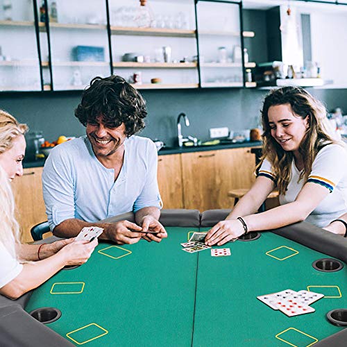 KARMAS PRODUCT Folding Texas Poker Table Casino Game for 8 Players Green - Thumbnail 3