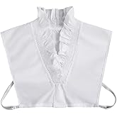 Detachable Dickey Collar Inserts Elegant Ruffle Victoria Fake Collar V Neck Half Shirt Women White