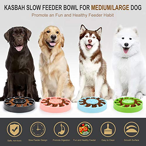 KASBAH Slow Feeder Dog Bowl for Large Dogs, Non Slip Puzzle Bowl- Anti-Gulping Dog Food Bowl Non Toxic Bloat Stop Large Dog Bowl, Black
