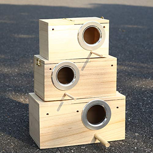 Pet Wood Parakeet Budgie Cockatiel Breeding Nesting Bird Avery Cage Box (S) - Thumbnail 5