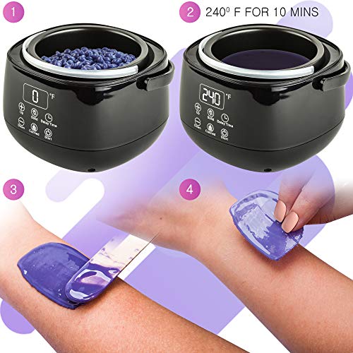 Wax Warmer Home Waxing Kit - Wax Kit for Hair Removal Wax Pot Professional with LED Display and 5 Bags Painless Hard Wax Beans, 20 Wax Sticks for Face, Legs, Arms, Bikini - Thumbnail 4