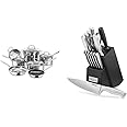 Cuisinart 11-Piece Professional Stainless Cookware Set & C77SS-15PK 15-Piece Stainless Steel Hollow Handle Block Set