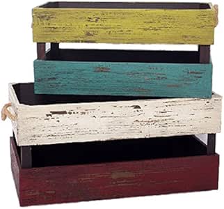 Indhouse - Set de Dos Cajas Vintage en Madera Envejecida: Amazon.es: Hogar
