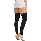 NURCOM 15-20 mmHg Compression Stockings for Women & Men, Footless Thigh High Compression Sleeves with Dot Silicone Band, Graduated Support Pressure Stockings-Ideal for Athletic, Medical, Travel Use