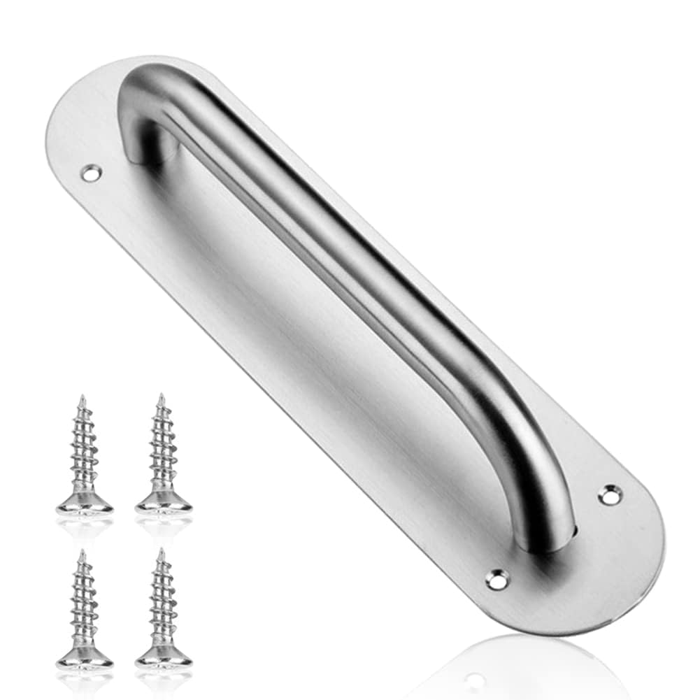 HERCHR Stainless Steel Pull and Push Plate Pull Push Door Handle 11x2.6inch with Screws Sliding Bathroom Kitchen Cupboard Cabinet Shed Barn Gate Door Pullhandle for Firedoor
