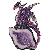 ICE Armor 5.5" H Purple Dragon Guarding Faux Crystal Cave Statue Fantasy Decoration Figurine