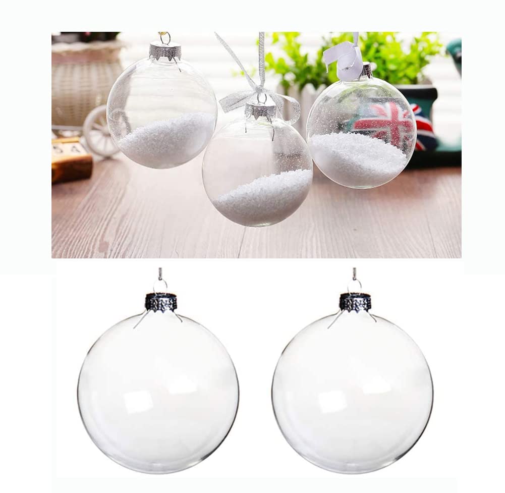 Warmiehomy 5PCS Hanging Clear Glass Bauble 8cm Fillable Christmas Baubles for DIY Decorations