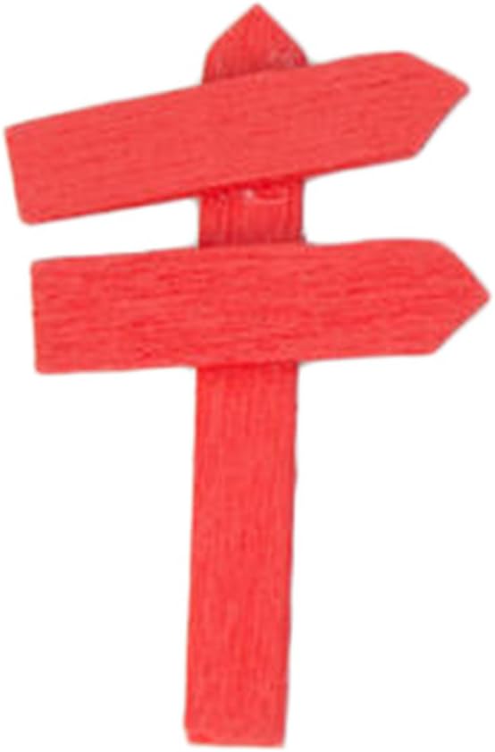 Chytaii Mini Wooden Road Signs Miniature Fairy Garden Ornament Road Sign Red