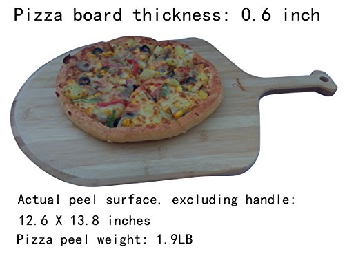 Fiery Chef 19.7-inch x 12.6-inch Premium Natural Solid Three Layers Bamboo Pizza Peel, Paddle for Homemade Pizza and Bread Baking