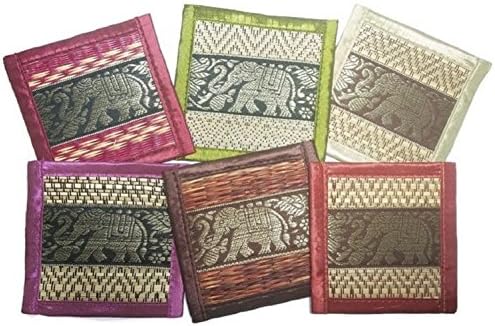 Chic Nature Reed Elephant Collection 6-piece Handmade Coaster Set, Assorted Color (Fancy Colors #3)