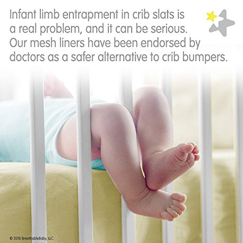 dzt1968 Breathable Crib Bumper Grey Mesh Crib Bumper for Full-Size Crib Breathable Mesh Baby Bedding Nursery Set Prevent Baby from Getting Stuck in Crib Slats (White)