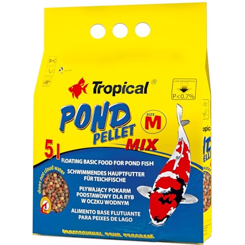 Pond Pellet Mix Size M 5L / 550g - Alimento Flotante básico para Peces de Estanque, bajo Contenido en fósforo no favorece la proliferación de Algas