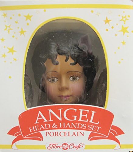 FIBRE Craft 1 SET of Ethnic PORCELAIN 'ANGEL' Doll HEAD 3-1/2" (Dark Skin) and PAIR of HANDS Each 2-7/8" Long w Bendable ARMATURE (1991)