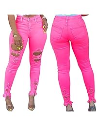 Pantalones elásticos de colores a la moda con dibujos envejecidos