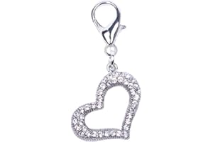 XKSRWE Bling Rhinestones Heart Charm Pendant Jewelry for Pet Dog Cat Puppy Necklace Collar Accessory