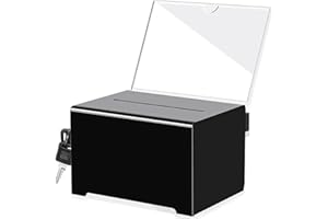 Li-TianFeng Acrylic Donation Ballot Box with Lock - Secure and Safe Suggestion Box Great for Business Cards (6.25" x 4.5" x 4") Black (Black)