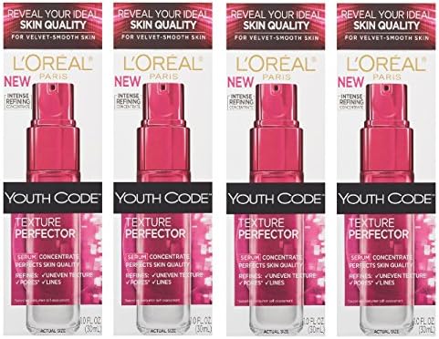 L'Oreal Youth Code Texture Perfector Serum, 1 Oz (4 Pack) + FREE Luxury Luffa Loofah Bath Sponge On A Rope, Color May Vary