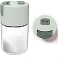 ZEGROA Measuring Salt and Pepper Shakers, Precise Quantitative Each Press 1/8 tsp (0.5g), Ration Spice Dispenser Air-Tight Clear Glass Seasoning Bottle for Kitchen Camp, Healthy Daily Intake(Green)