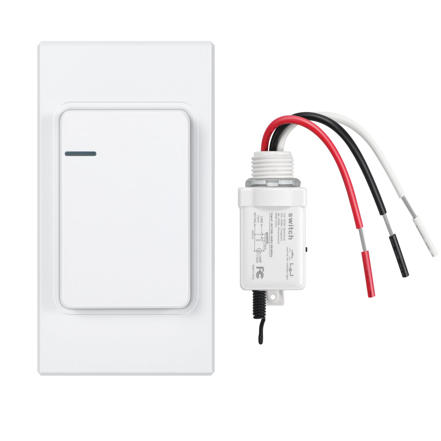 Photo 1 of QINQINWIN Wireless Light Switch and Receiver Kit,15A Remote Control Switch,164ft Long Range,No Wiring,No WiFi Needed,Remote Control Wall Switches for Ceiling Light,Fan,Outdoor Lighting(White)