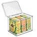 mDesign Plastic Kitchen Pantry and Fridge Storage Organizer Box Containers w/Hinged Lid for Shelves or Cabinets, Holds Food, Snacks, Seasoning, Condiments, Utensils, Lumiere Collection, 4 Pack, Clear