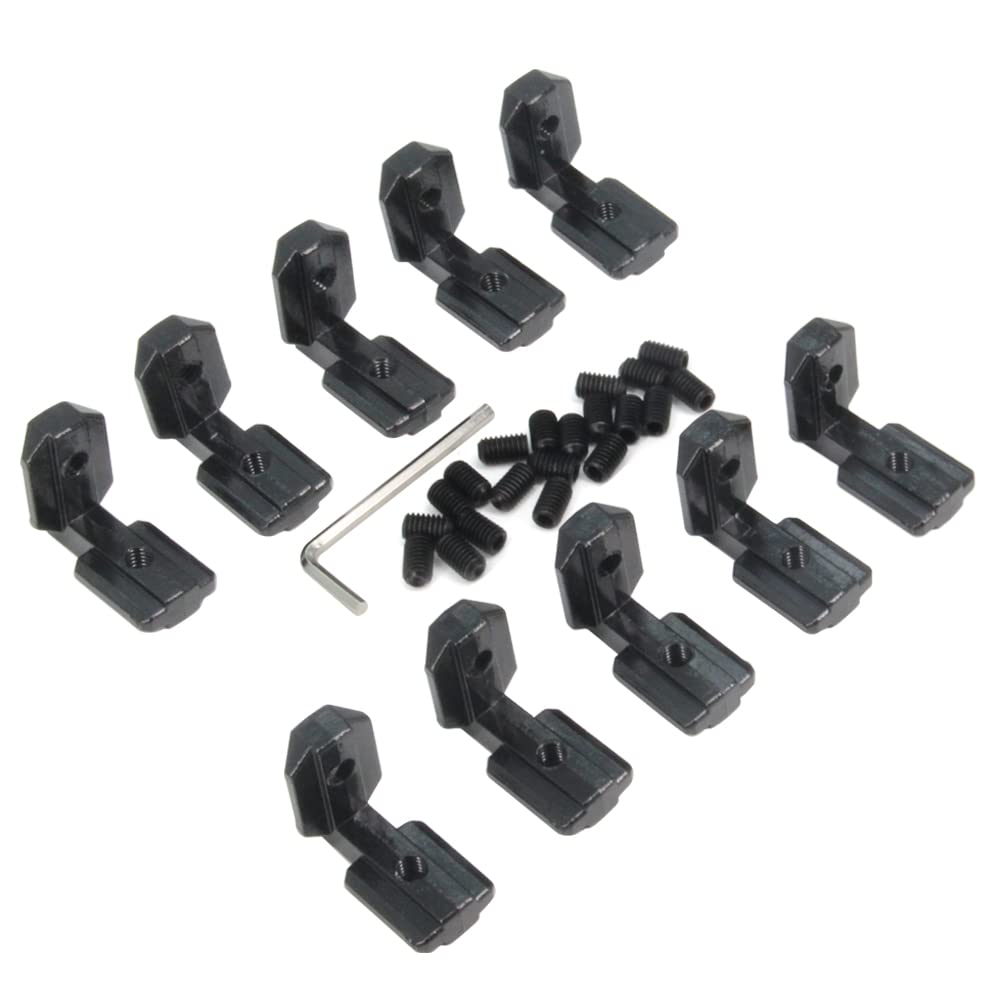 Befenybay 10PCS Black T Slot L-Shape 90 Degree Interior Inside Corner Connector Joint Bracket with Screws for 8mm T Slot Aluminum Extrusion Profile 4040 Series Slot — image 1
