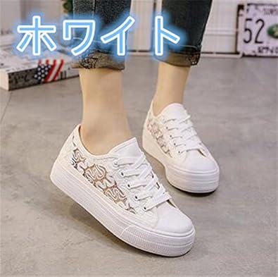 Amazon レディーススニーカーシューズ レースアップ 透け感 着心地よい ベーシック カジュアル 大人気 セール レディーススニーカーシューズ 39 ホワイト シューズ