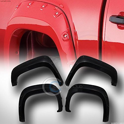 AutobotUSA Black Boss Pocket Rivet Fender Flares Kit Wheel Cover 07-13 GMC Sierra 1500 5.8 Ft
