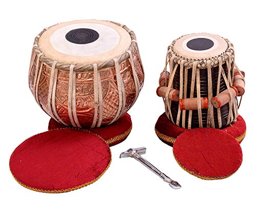 SAI MUSICAL Tabla Drum Set, Colored Bayan, Finest Dayan with, Hammer, Cushions & Box - Thumbnail 3