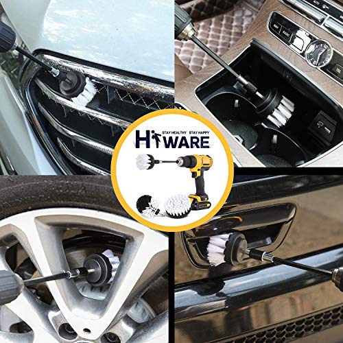 image for Hiware 4 Pcs Drill Brush Car Detailing Kit with Extend Attachment, Sof