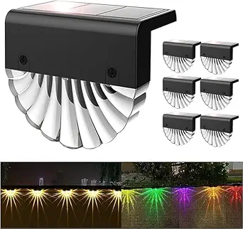 YUVORA Solar Lights for Outdoor Garden, Waterproof Solar Lamp for Garden Decoration, Pack of 4 LED Lights for Patio, Steps and Stairs, 2 Modes LED, Warm White Colour Changing Lighting