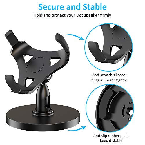 Pobon Table Holder for Echo Dot 3rd Generation, 360° Adjustable Stand Bracket Mount for Smart Home Speaker, Improves Sound Visibility and Appearance, Dot Accessories (Black)