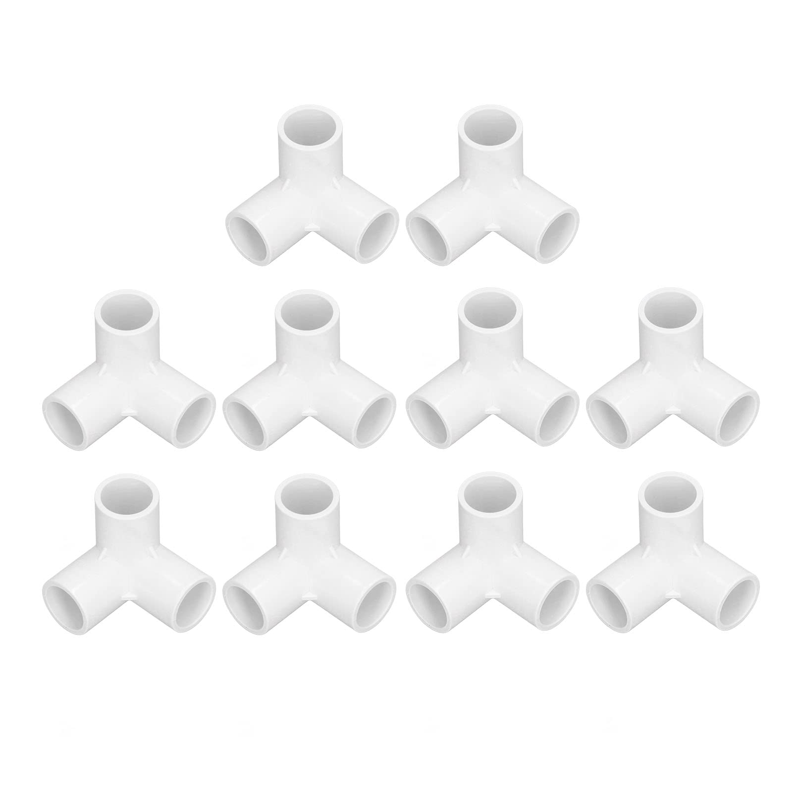 10PCS 3 Way Corner Fittings PVC Pipe Fittings Elbow Joint Plastic Right Angle Tee Corner Connector 20mm Inner Diameter (White)