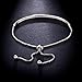 SHINCO Bella Lotus Half Bar CZ Paved 18k White Gold Plated Adjustable Chain Bracelets Women/Girls Fashion Jewelry, for Love, Anniversary