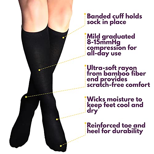 CABEAU Bamboo Compression Socks Ultra Soft for Women and Men 815 mmHg