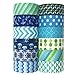 AllyDrew Blue & Greens Washi Tapes Decorative Masking Tapes (ADSET14), Set of 12