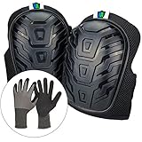 Knee Armor Heavy Duty Professional Knee Pads with Gel Cushions, EVA Foam, Adjustable Straps, Bonus Protective Gloves. Superb Knee and Hand Protection. Perfect for Construction, Gardening and More