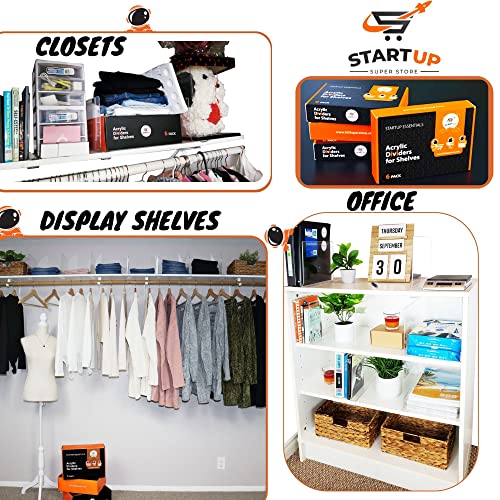 6 Pack Premium Clear Acrylic Shelf Dividers for Closet Organization W