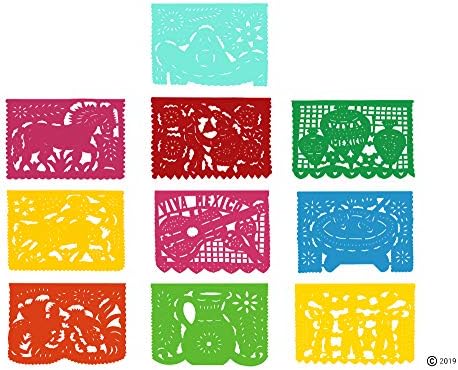 Mexican Papel Picado Plastic Banner 3 Pack 54 Feet Total