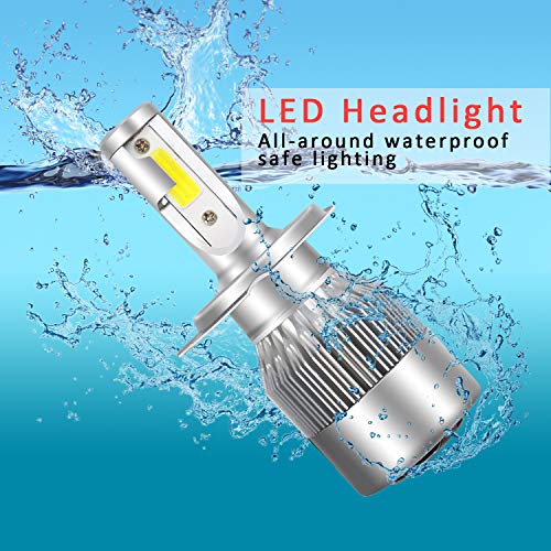 LED Headlight Bulbs Headlight bulb H4 9003 Hi/Low All-in-One Conversion Kit Led headlights H7 H8 H9 H11 9005 9006 with COB Chips 8000 Lm 6500K Cool White Beam Bulbs IP68 Waterproof,