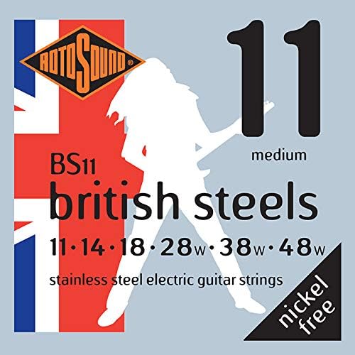 Rotosound BS11 Stainless Steel Medium Gauge Electric Guitar Strings (11 14 18 28 38 48), Set Medium 11-48 BS11