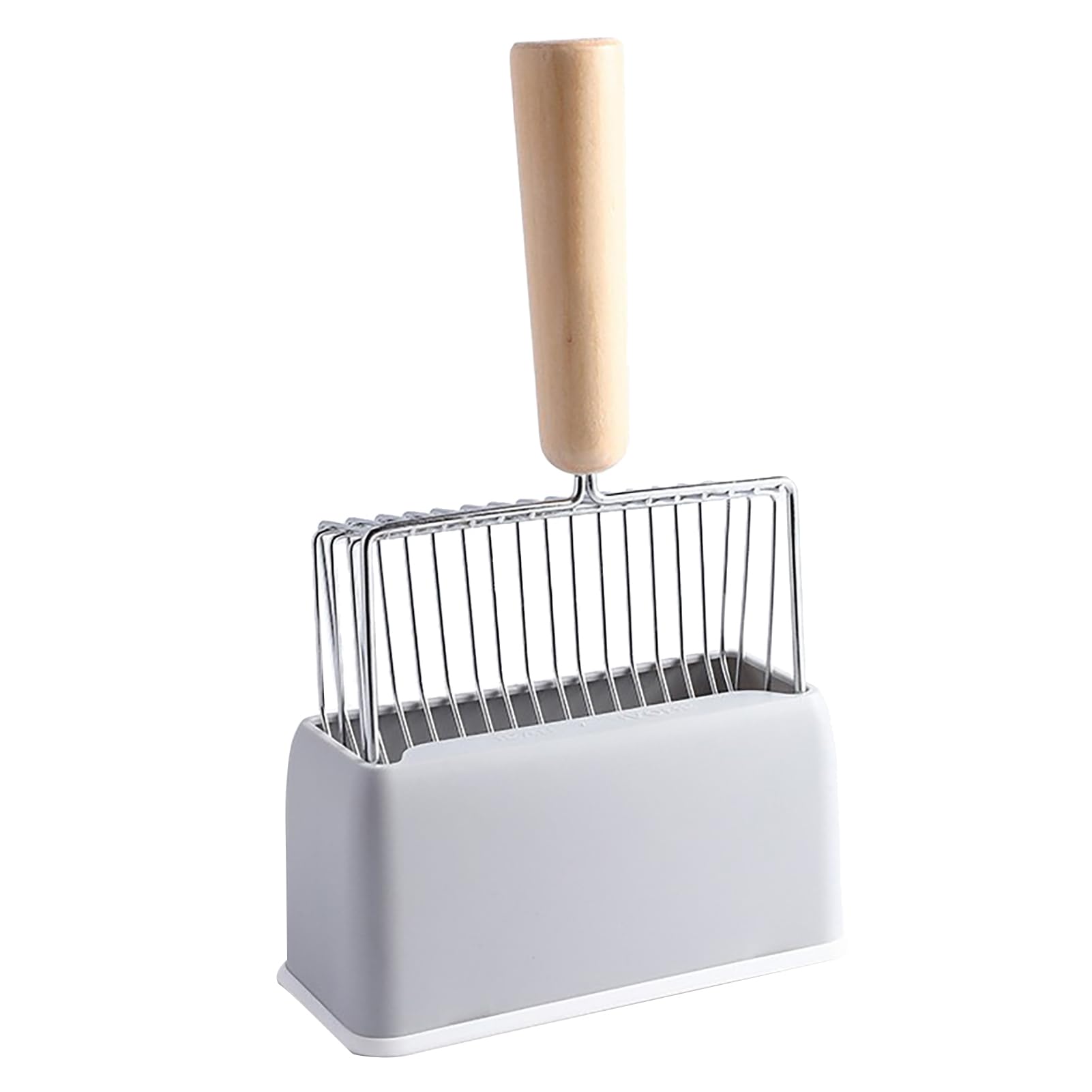 Cat Litter Scoop, Large Kitty Metal Scooper with Base for Living Room (Grey)