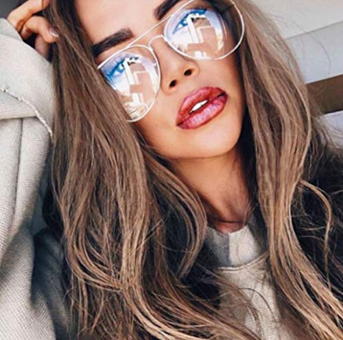 WebDeals - Clear Lens Aviator Eyeglasses Classic Retro Metal Frame (Silver Large, Clear) - Thumbnail 4