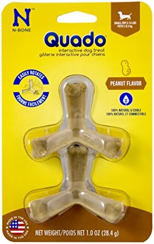 N-Bone Quado Interactive Chew, Peanut Flavor Fry (2 Pack), Small (115059)