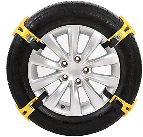 Trying 4pc Car Anti-skid Snow Chains Tension Straps Anti-skid Belt Emergency Winter Sand Road Anti Slip Tire Chain Car Security Chains (Yellow)