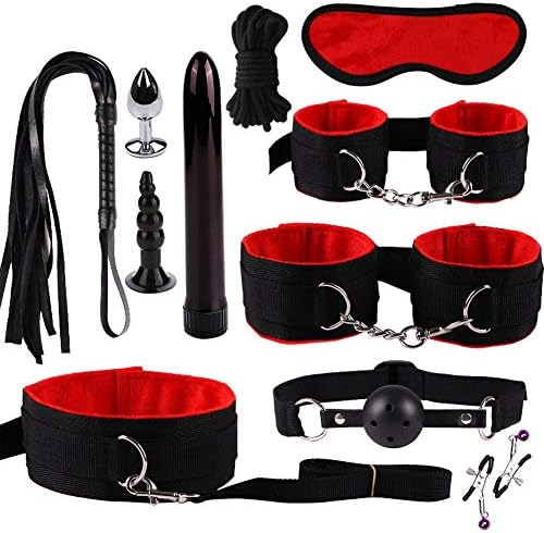 genekun New Plush Set Sexy Toy Suit Special Bundled Binding Set, Nylon Leather SM Kit (11 - Piece)